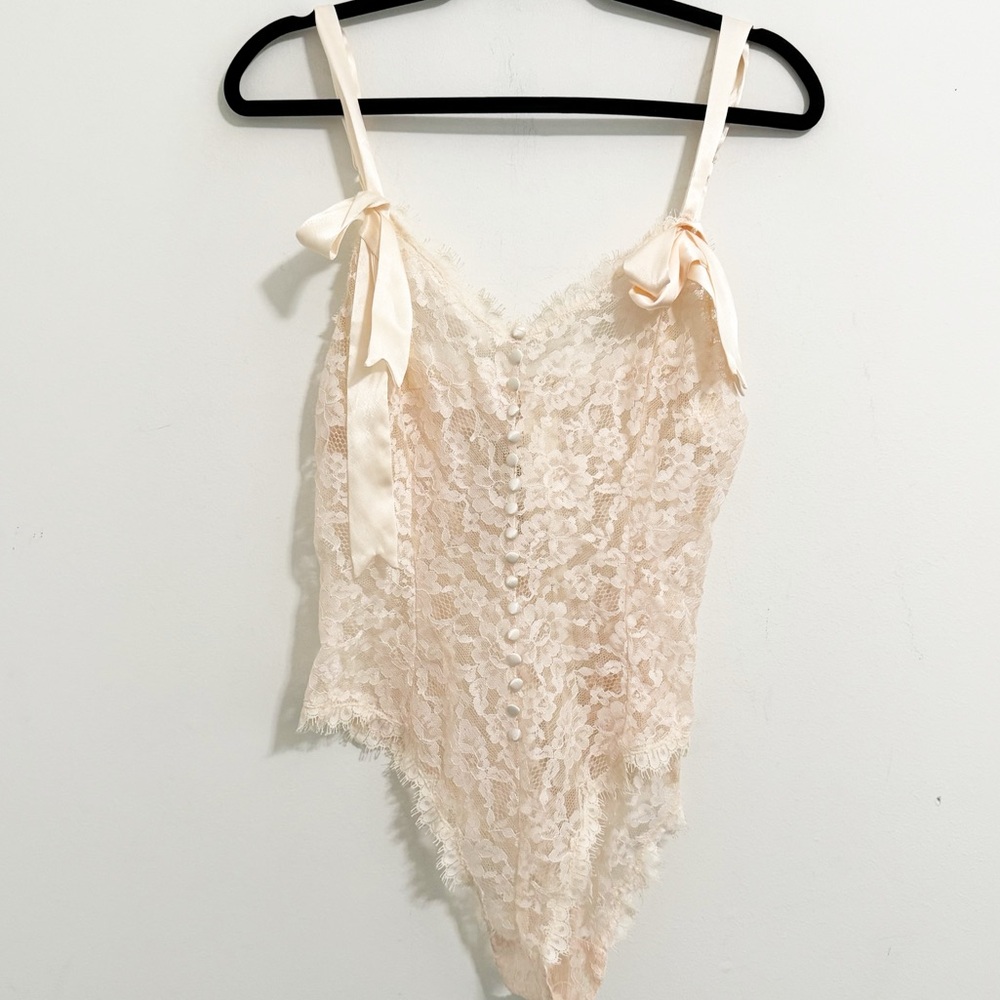 Victorias Secret Vintage Good Label Bow Lace Bodysuit